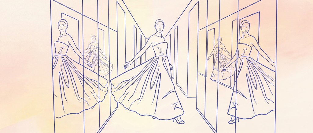 Illustration of a creator reflected in mirrors: your AI Twin.